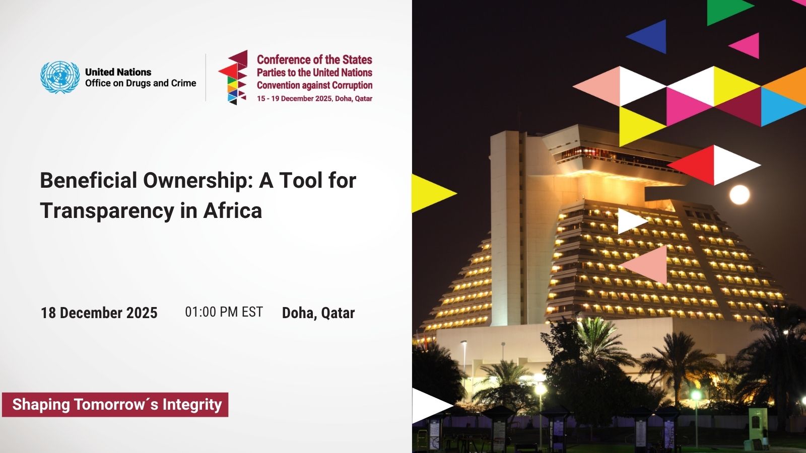 Friends of Angola with Opening Central Africa Announce Special Side Event at UNCAC CoSP11 in Doha